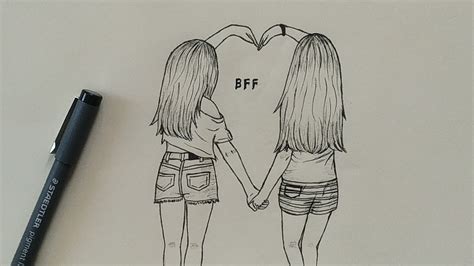 How to Draw Best Friends (bff) Easy 